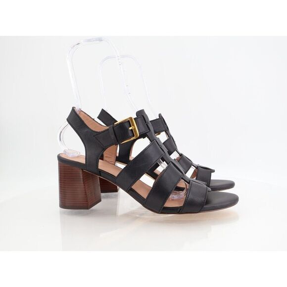 Cole Haan Womens Josie Fisherman Sandals Black Leather Caged Block Heel 11B - Picture 1 of 11